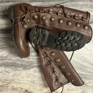 Son of Sandler brown leather 10 tie boots